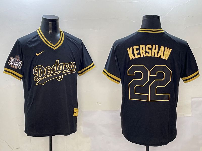 Men Los Angeles Dodgers #22 Kershaw Black Gold Game 2025 Nike MLB Jersey style 3251->los angeles dodgers->MLB Jersey